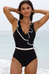 Ruffle Trimmed Surplice Neck One Piece Swimsuit