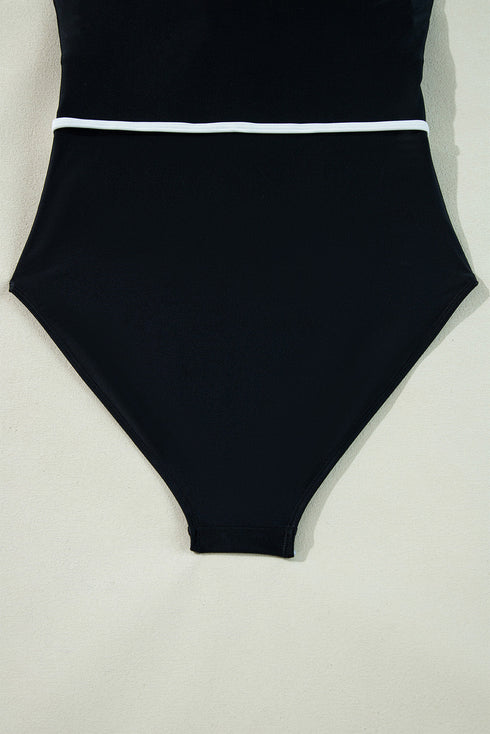 Ruffle Trimmed Surplice Neck One Piece Swimsuit