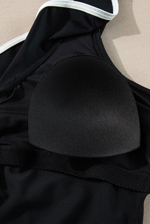 Ruffle Trimmed Surplice Neck One Piece Swimsuit