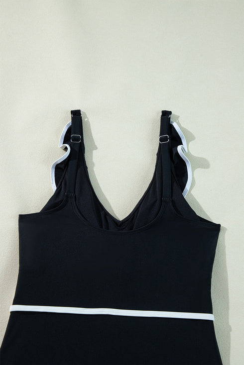 Ruffle Trimmed Surplice Neck One Piece Swimsuit