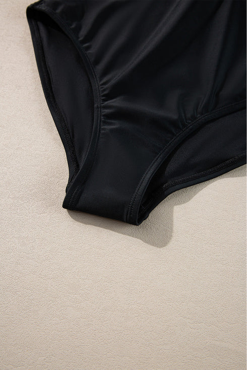 Ruffle Trimmed Surplice Neck One Piece Swimsuit