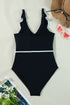 Ruffle Trimmed Surplice Neck One Piece Swimsuit