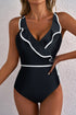 Ruffle Trimmed Surplice Neck One Piece Swimsuit