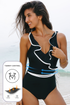 Ruffle Trimmed Surplice Neck One Piece Swimsuit