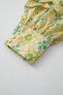 Ruffled Balloon Sleeve Printed Button Down Shirt
