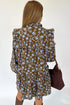 Ruffled Button Down Long Sleeve A-Line Floral Dress