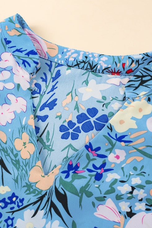 Ruffled Cap Sleeve Tiered Floral Print Dress