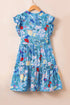 Ruffled Cap Sleeve Tiered Floral Print Dress