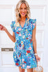 Ruffled Cap Sleeve Tiered Floral Print Dress