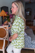 Ruffled Collar Puff Sleeve Floral Print Blouse