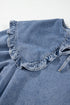 Ruffled Collared Puff Sleeve Denim H Line Mini Dress