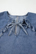 Ruffled Collared Puff Sleeve Denim H Line Mini Dress