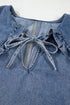 Ruffled Collared Puff Sleeve Denim H Line Mini Dress
