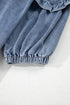 Ruffled Collared Puff Sleeve Denim H Line Mini Dress