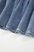 Ruffled Collared Puff Sleeve Denim H Line Mini Dress