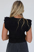 Ruffled Crew Neck Slim Fit Cotton Blend Shirt