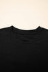 Ruffled Crew Neck Slim Fit Cotton Blend Shirt