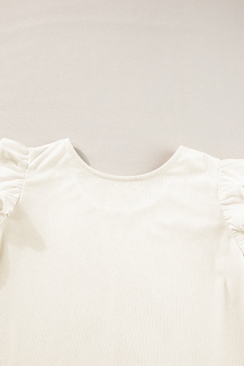 Ruffled Flounce Sleeve Corduroy Southern Belle Blouse