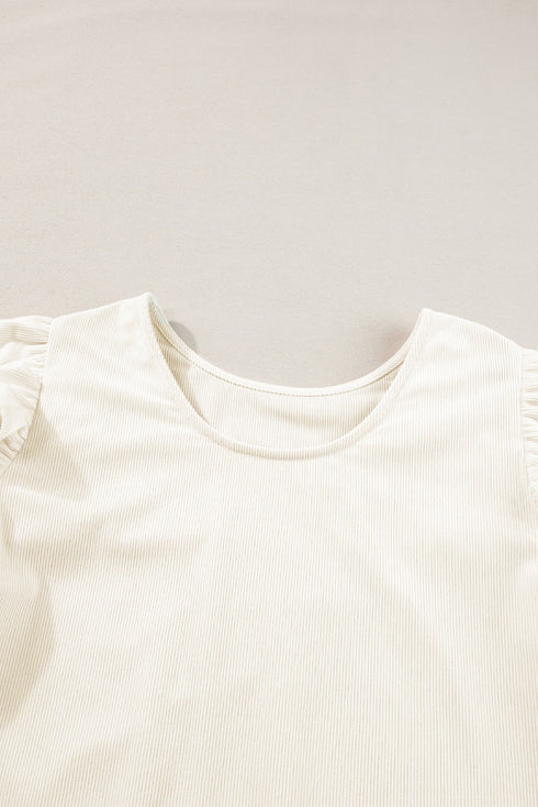 Ruffled Flounce Sleeve Corduroy Southern Belle Blouse