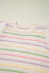 Ruffled Flutter Sleeve Striped Pointelle Knit Top