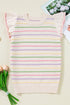 Ruffled Flutter Sleeve Striped Pointelle Knit Top