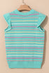 Ruffled Flutter Sleeve Striped Pointelle Knit Top