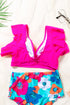 Ruffled Flutter Sleeve V Neck Banded Bikini Top