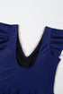 Ruffled Lace Trim Short Sleeve V Neck Swim Dress