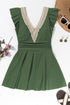 Ruffled Lace Trim Short Sleeve V Neck Swim Dress
