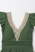 Ruffled Lace Trim Short Sleeve V Neck Swim Dress