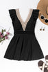 Ruffled Lace Trim Short Sleeve V Neck Swim Dress