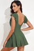 Ruffled Lace Trim Short Sleeve V Neck Swim Dress