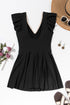 Ruffled Lace Trim Short Sleeve V Neck Swim Dress