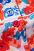 Ruffled Mock Neck Abstract Print Cap Sleeve Blouse