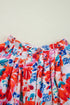 Ruffled Mock Neck Abstract Print Cap Sleeve Blouse