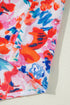 Ruffled Mock Neck Abstract Print Cap Sleeve Blouse