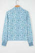 Ruffled Mock Neck Floral Print Smocked Cuff Blouse
