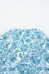 Ruffled Mock Neck Floral Print Smocked Cuff Blouse