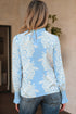 Ruffled Mock Neck Puff Sleeve Floral Print Blouse