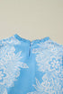 Ruffled Mock Neck Puff Sleeve Floral Print Blouse