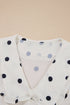 Ruffled Peter Pan Collar Dot Print Tie Front Blouse