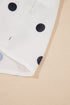 Ruffled Peter Pan Collar Dot Print Tie Front Blouse