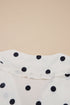 Ruffled Peter Pan Collar Dot Print Tie Front Blouse