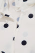 Ruffled Peter Pan Collar Dot Print Tie Front Blouse