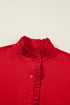 Ruffled Placket Long Sleeve Button Down Blouse