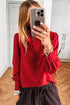 Ruffled Placket Long Sleeve Button Down Blouse