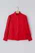 Ruffled Placket Long Sleeve Button Down Blouse