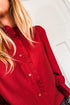 Ruffled Placket Long Sleeve Button Down Blouse