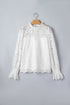 Ruffled Round Neck Long Flounce Sleeve Sheer Lace Blouse