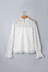 Ruffled Round Neck Long Flounce Sleeve Sheer Lace Blouse